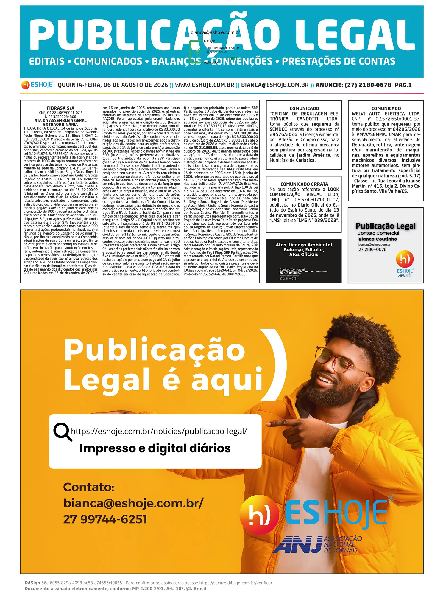 Publicação Legal 06/08/2026