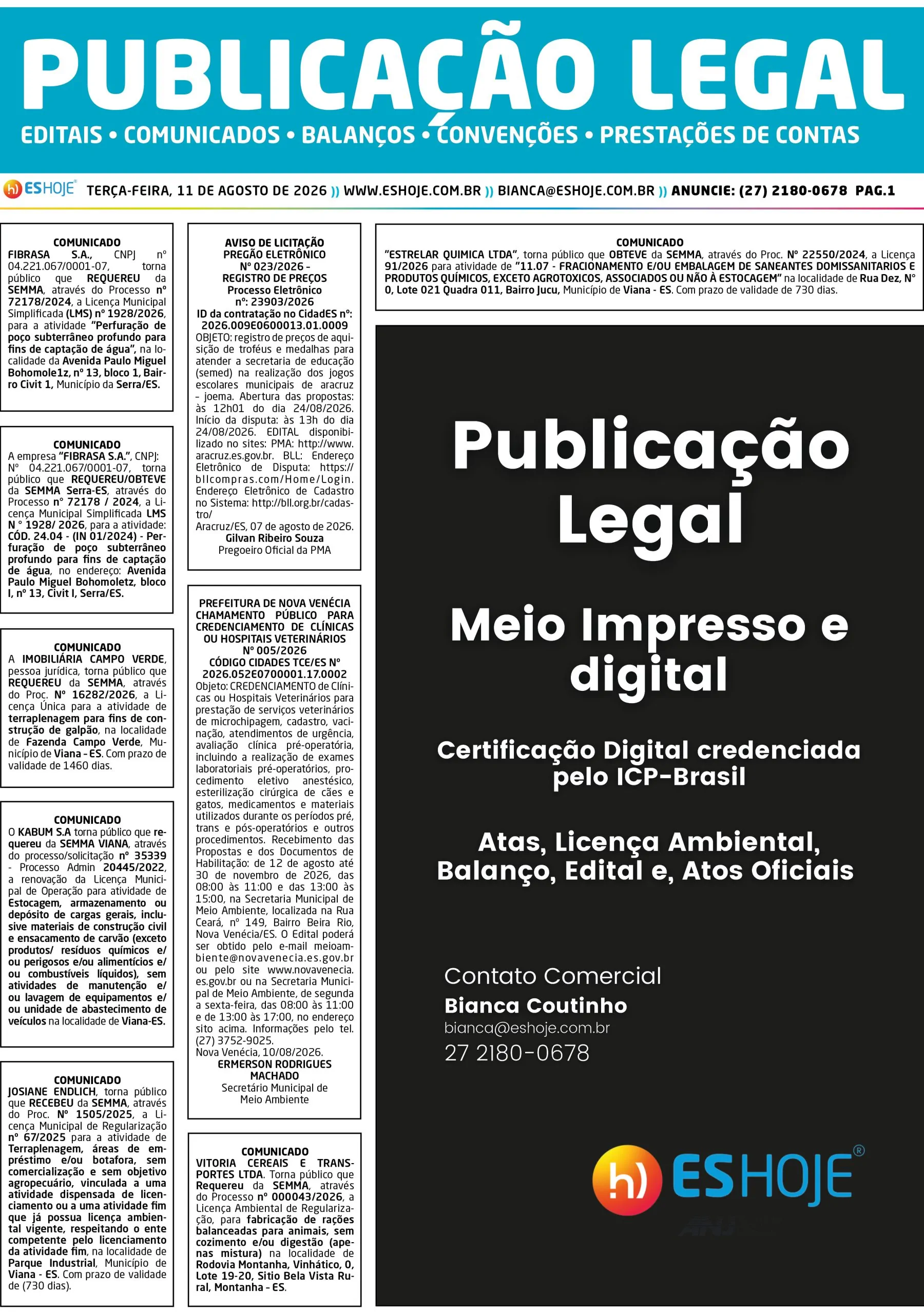 Publicação Legal 11/08/2026