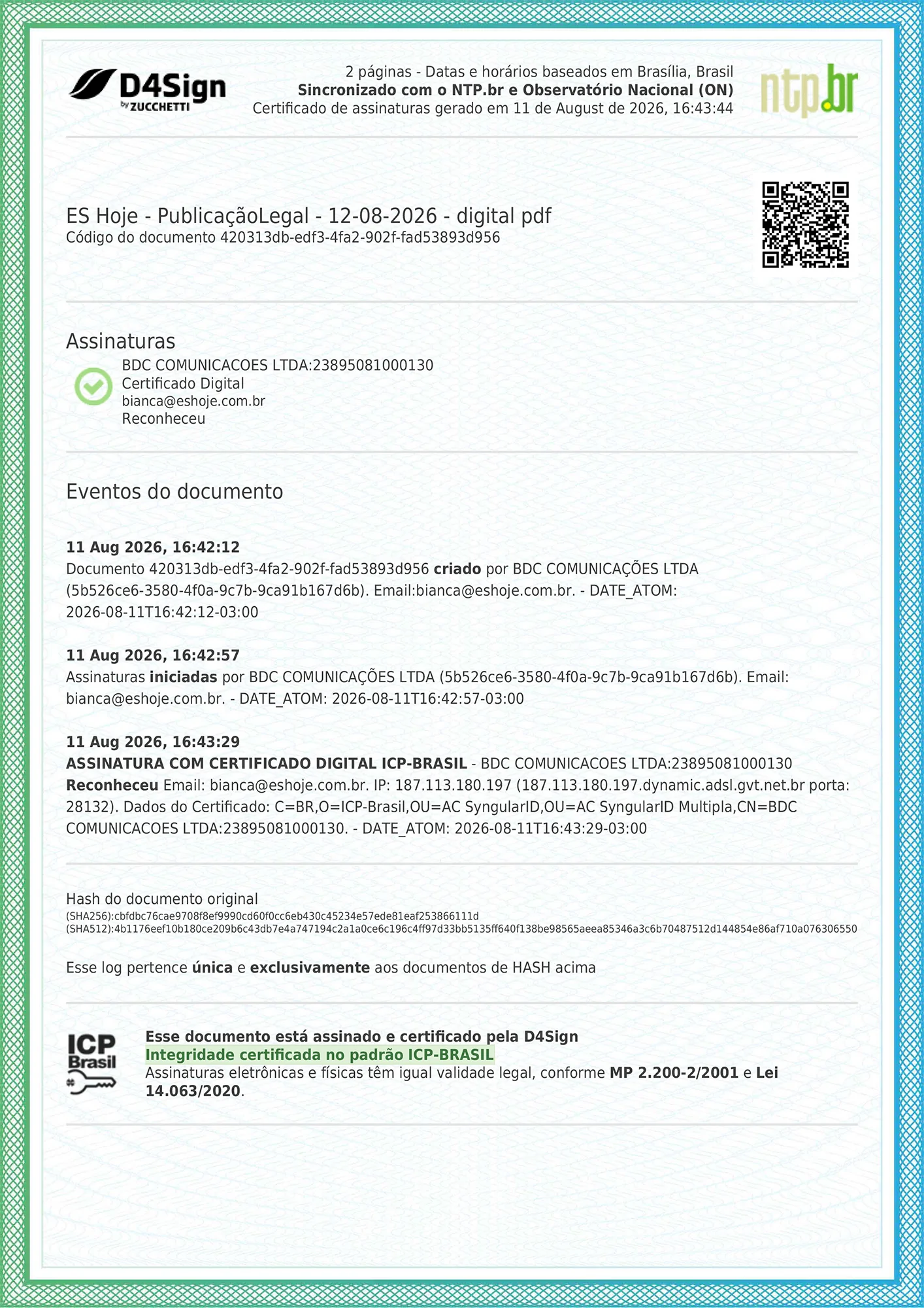 Publicação Legal 12/08/2026