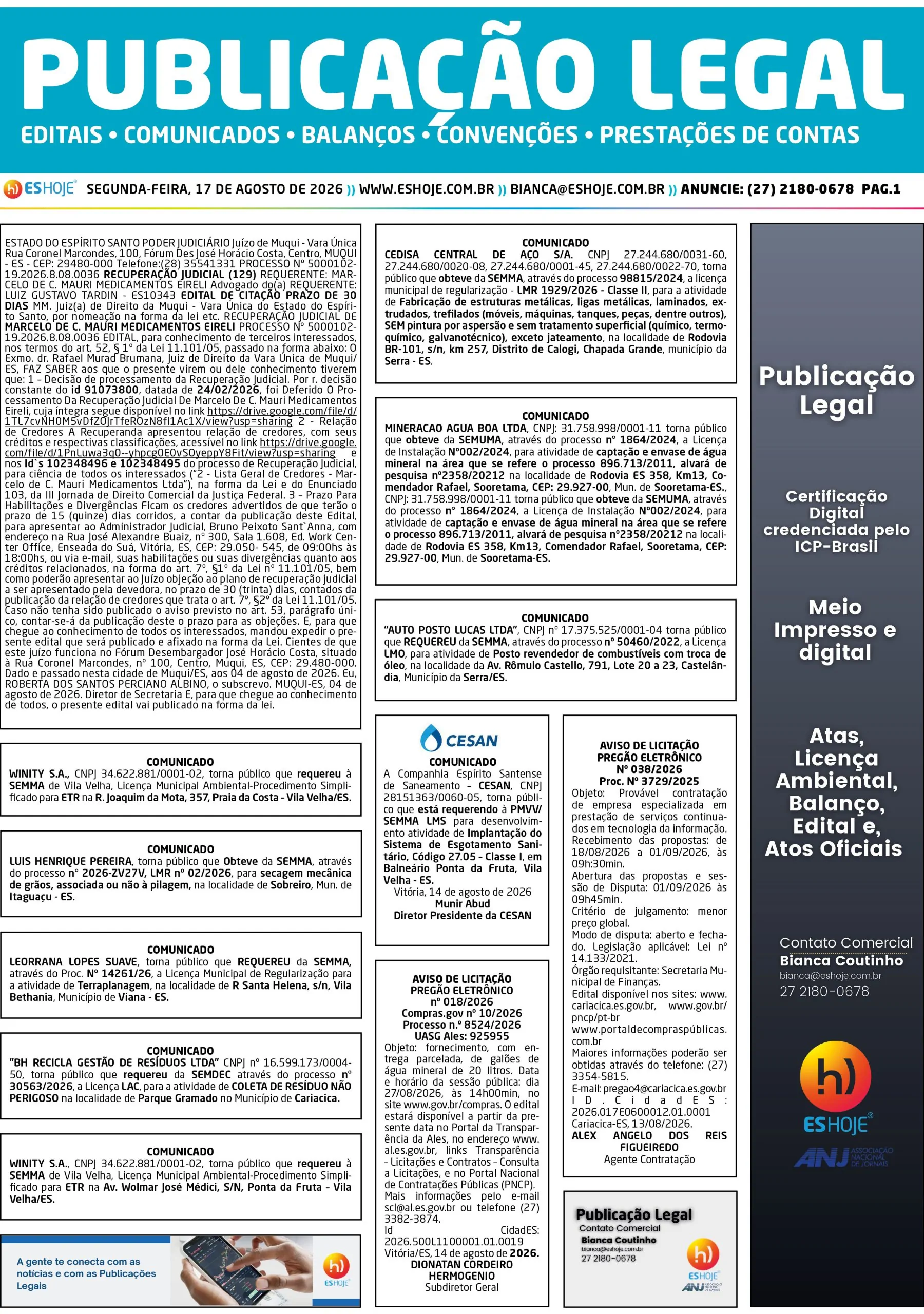 Publicação Legal 17/08/2026
