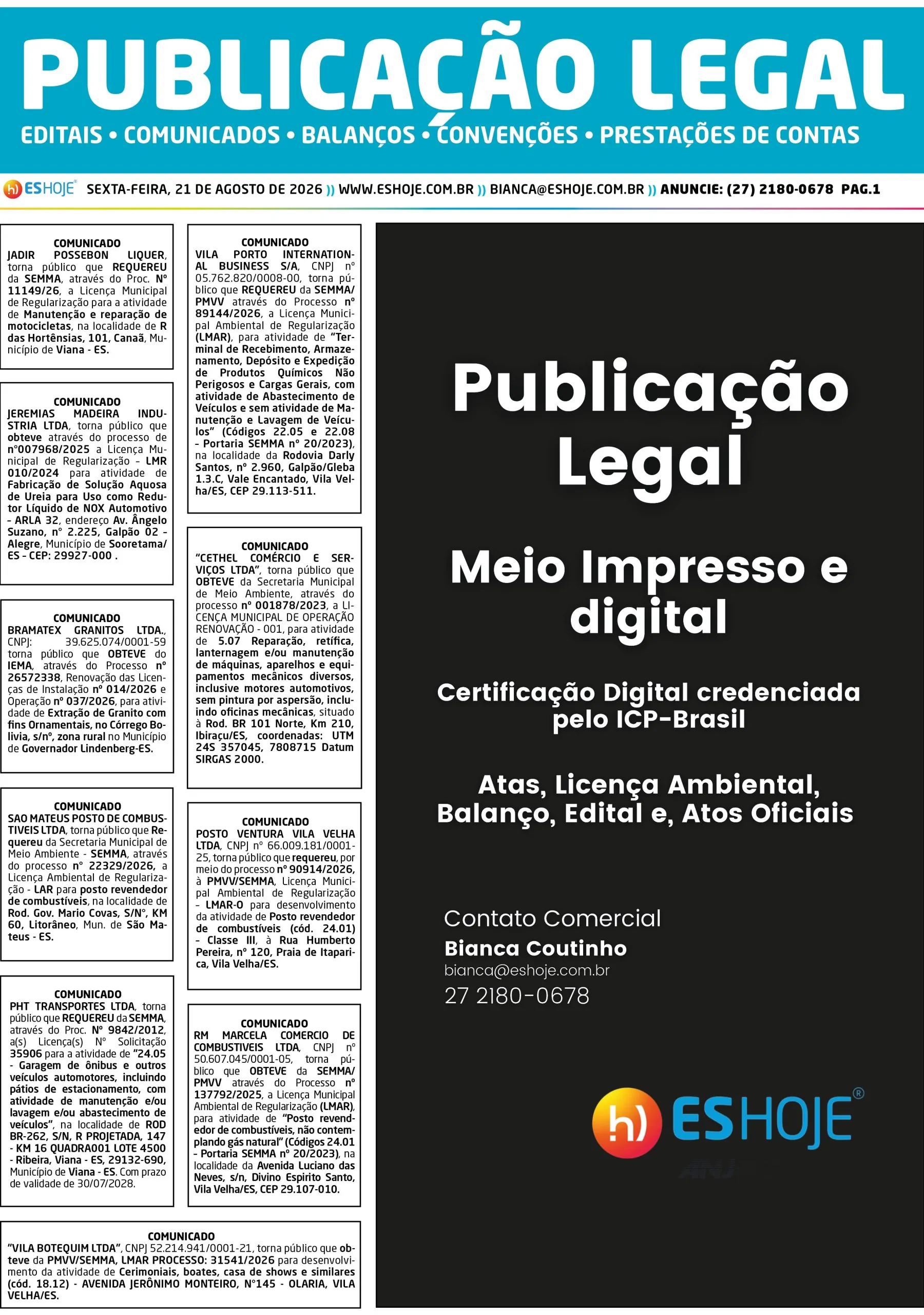 Publicação Legal 21/08/2026