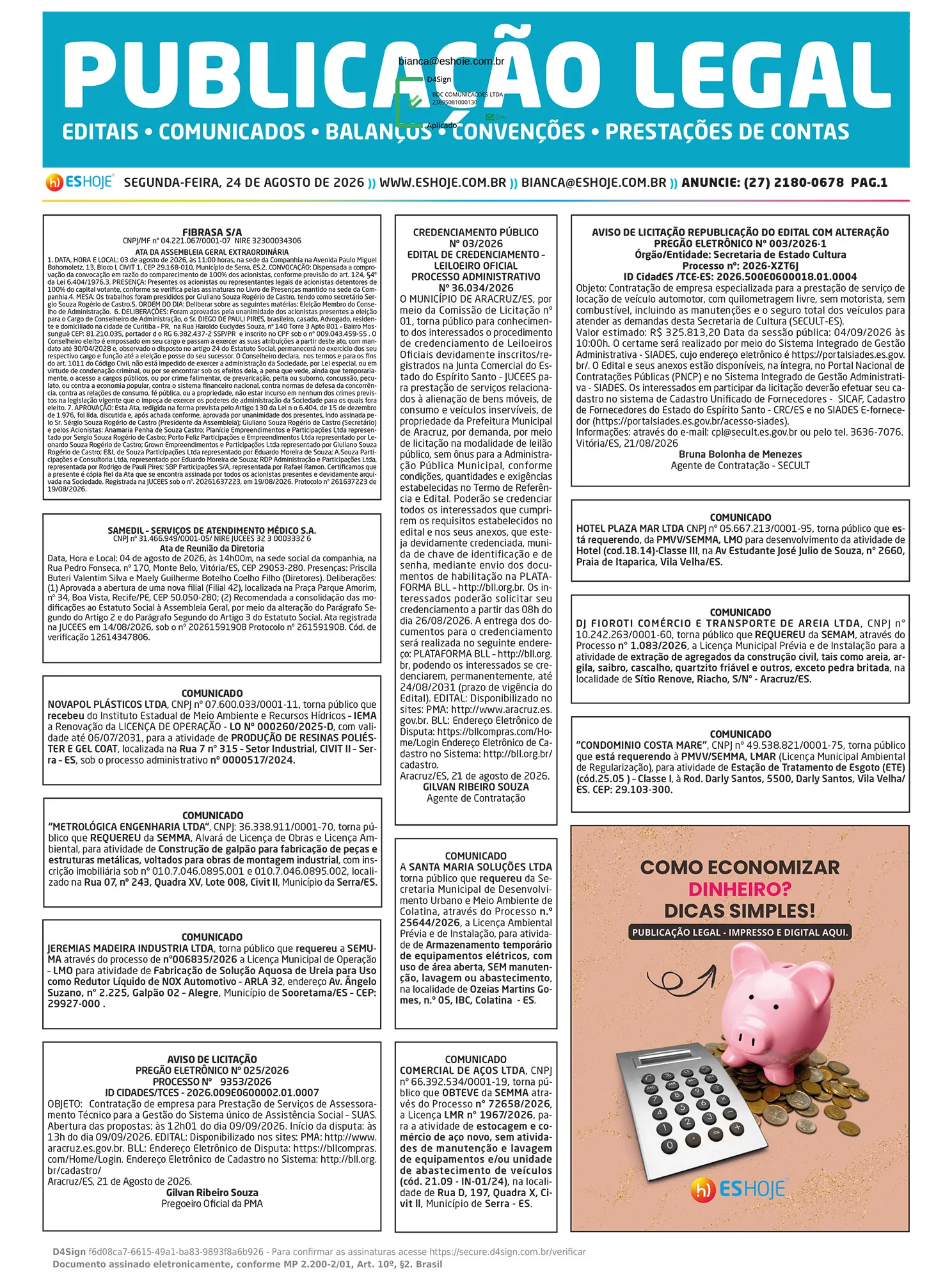 Publicação Legal 24/08/2026