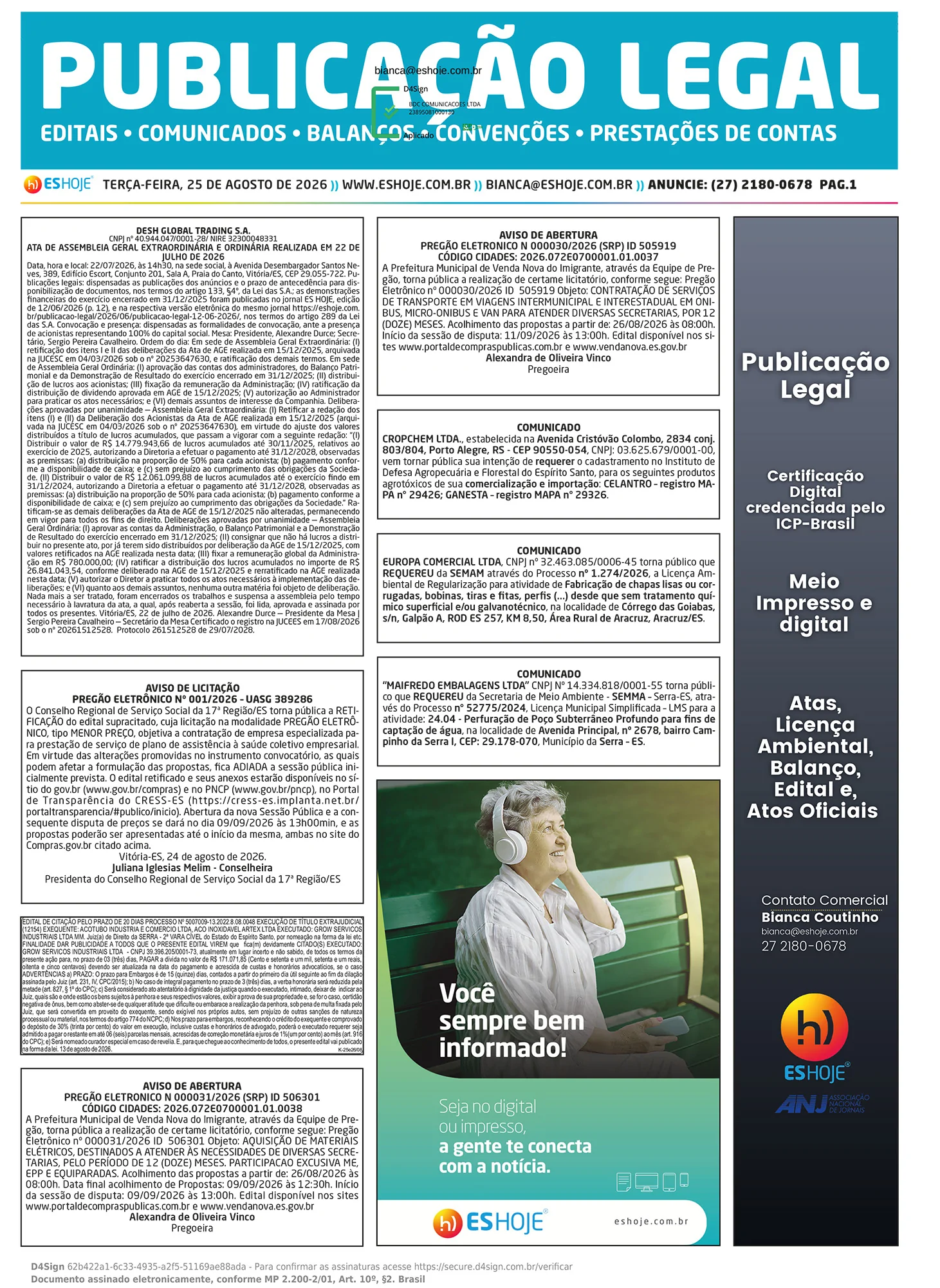 Publicação Legal 25/08/2026