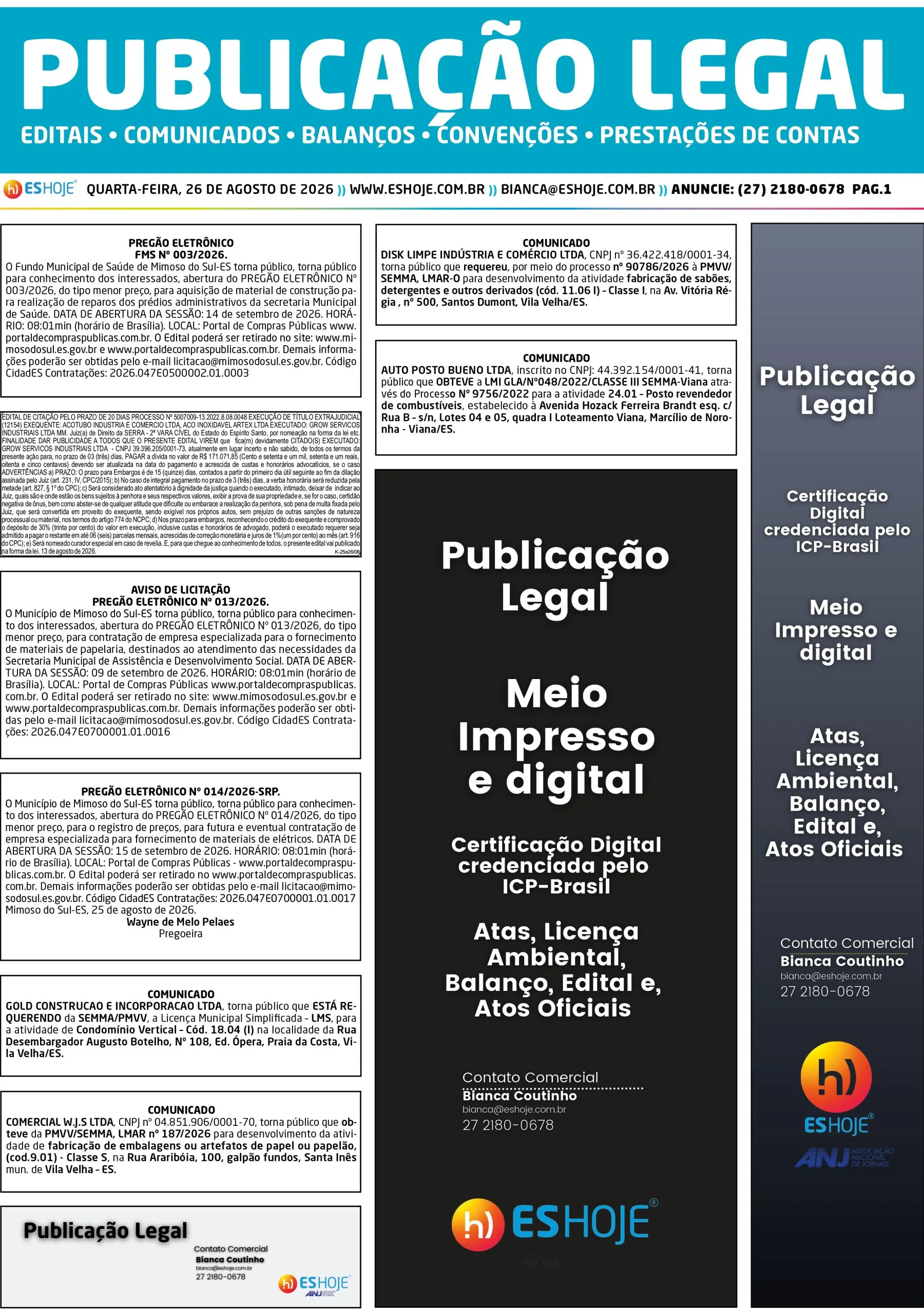 Publicação Legal 26/08/2026