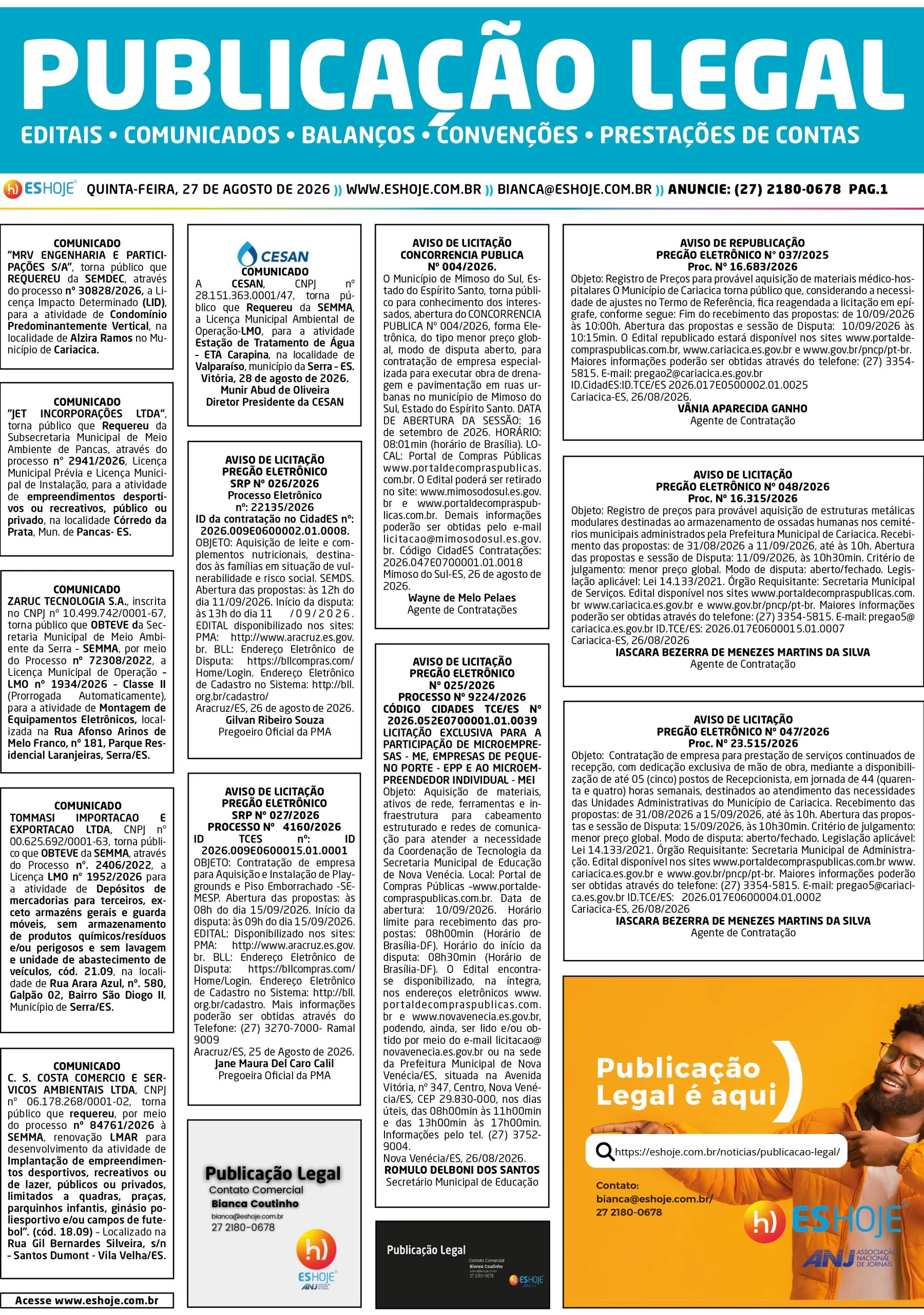 Publicação Legal 27/08/2026