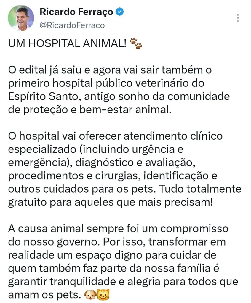 ES terá primeiro hospital público veterinário