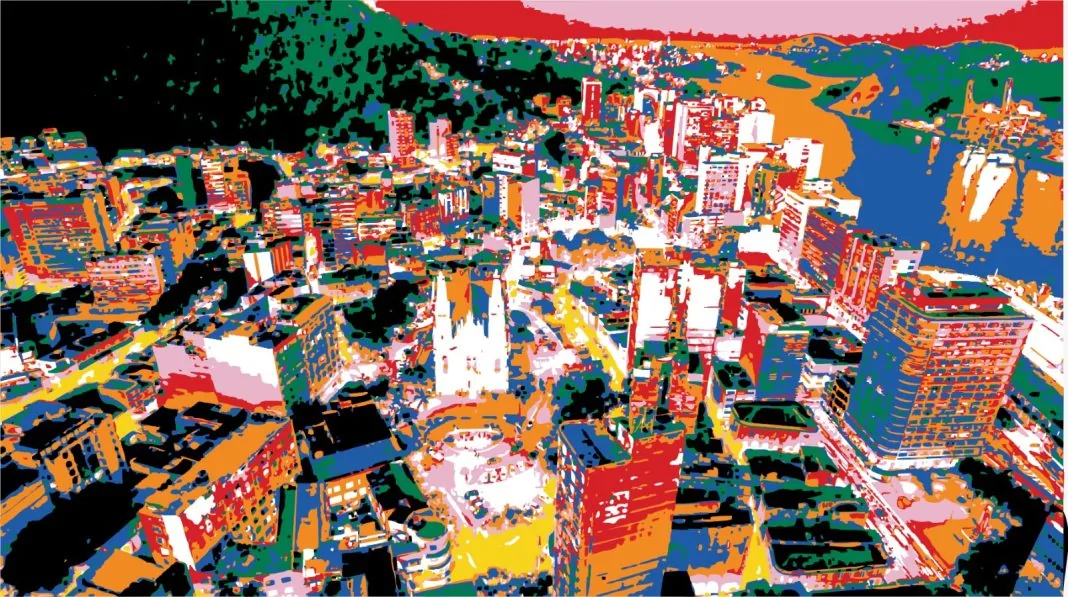imagem aérea estilizada do Centro de Vitória