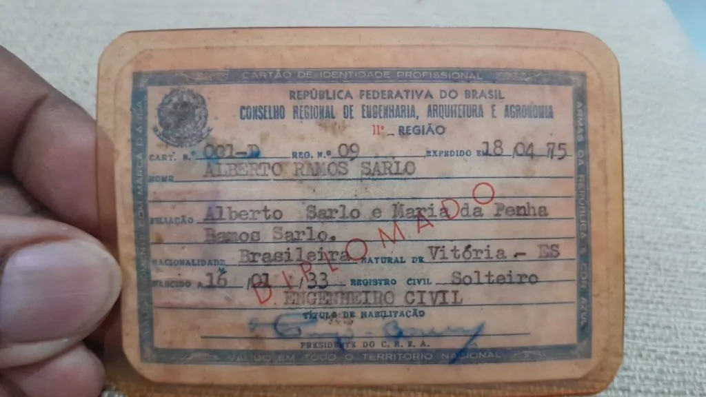 Morre Alberto Ramos Sarlo, engenheiro com registro nº 1 no Crea-ES