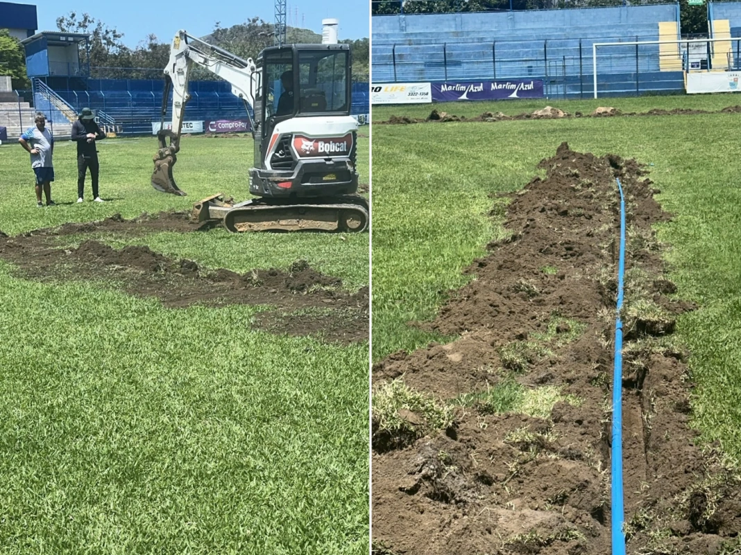 Obras avançam no gramado do Salvador Costa