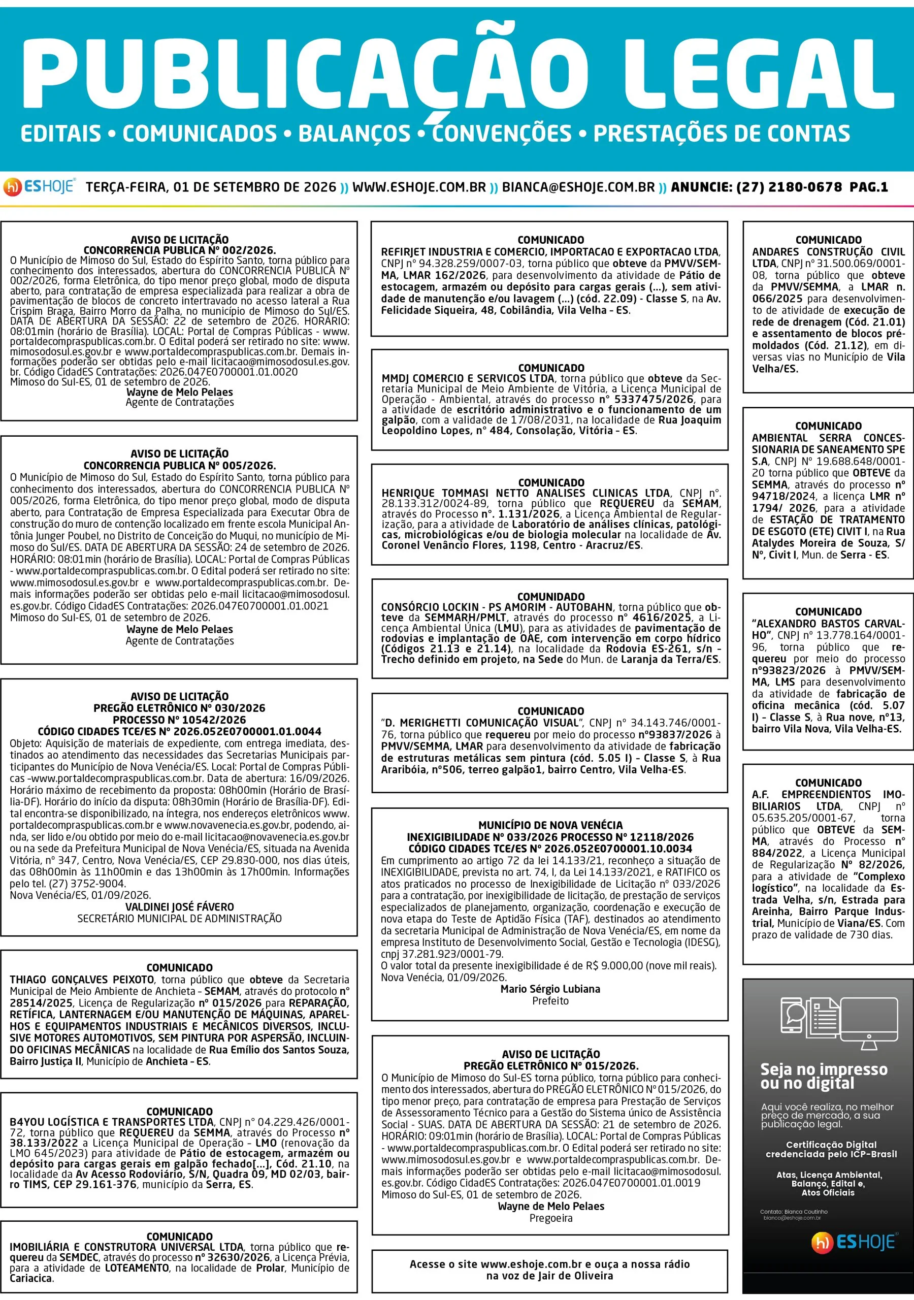 Publicação Legal 02/09/2026