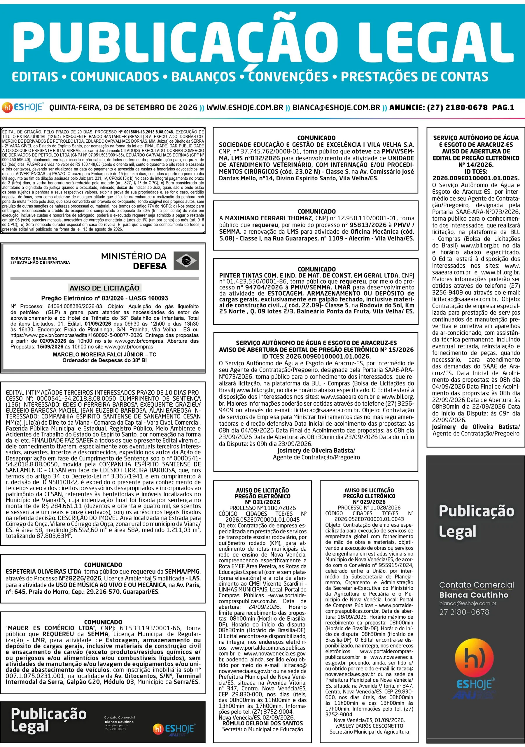 Publicação Legal 03/09/2026