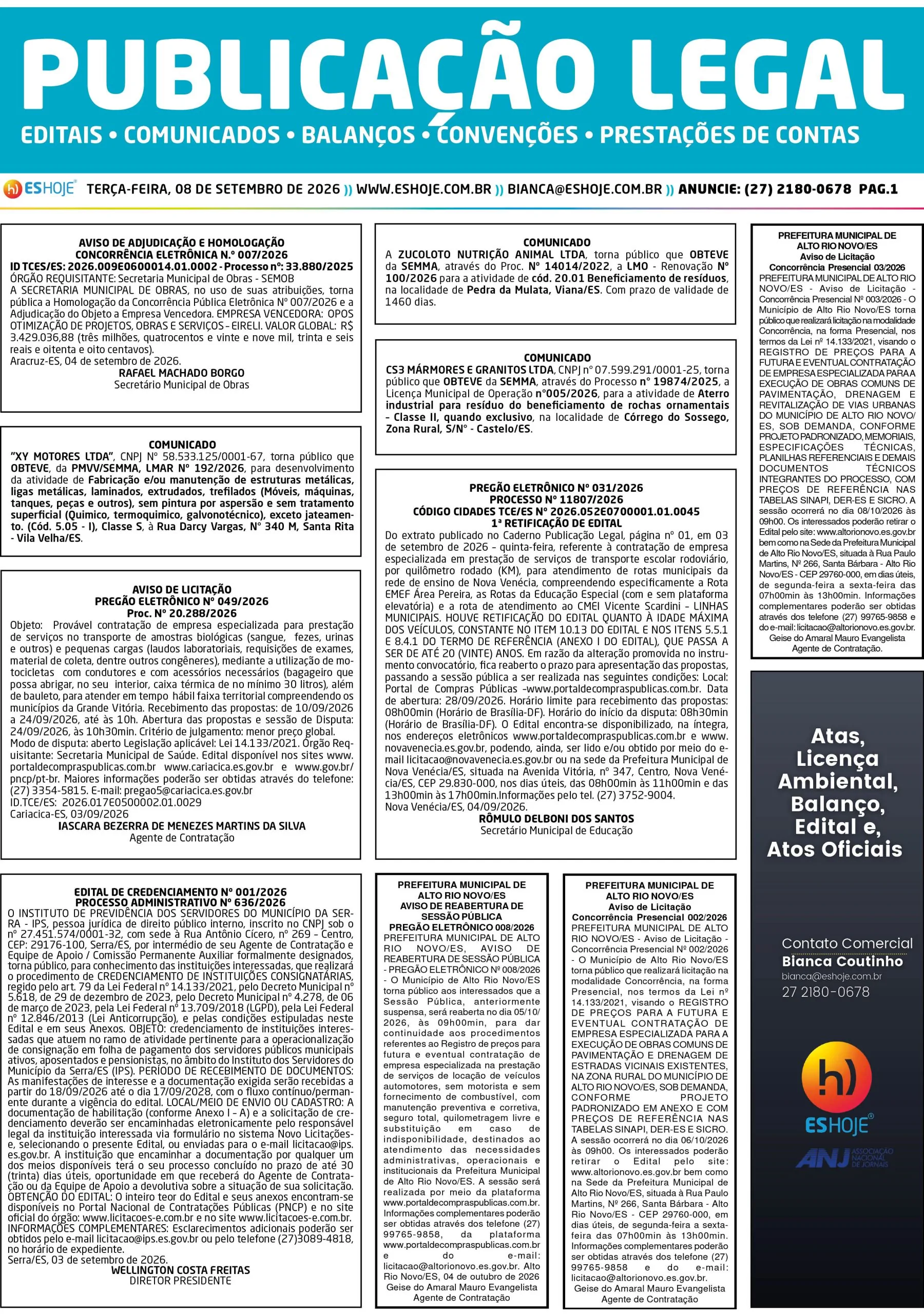 Publicação Legal 08/09/2026