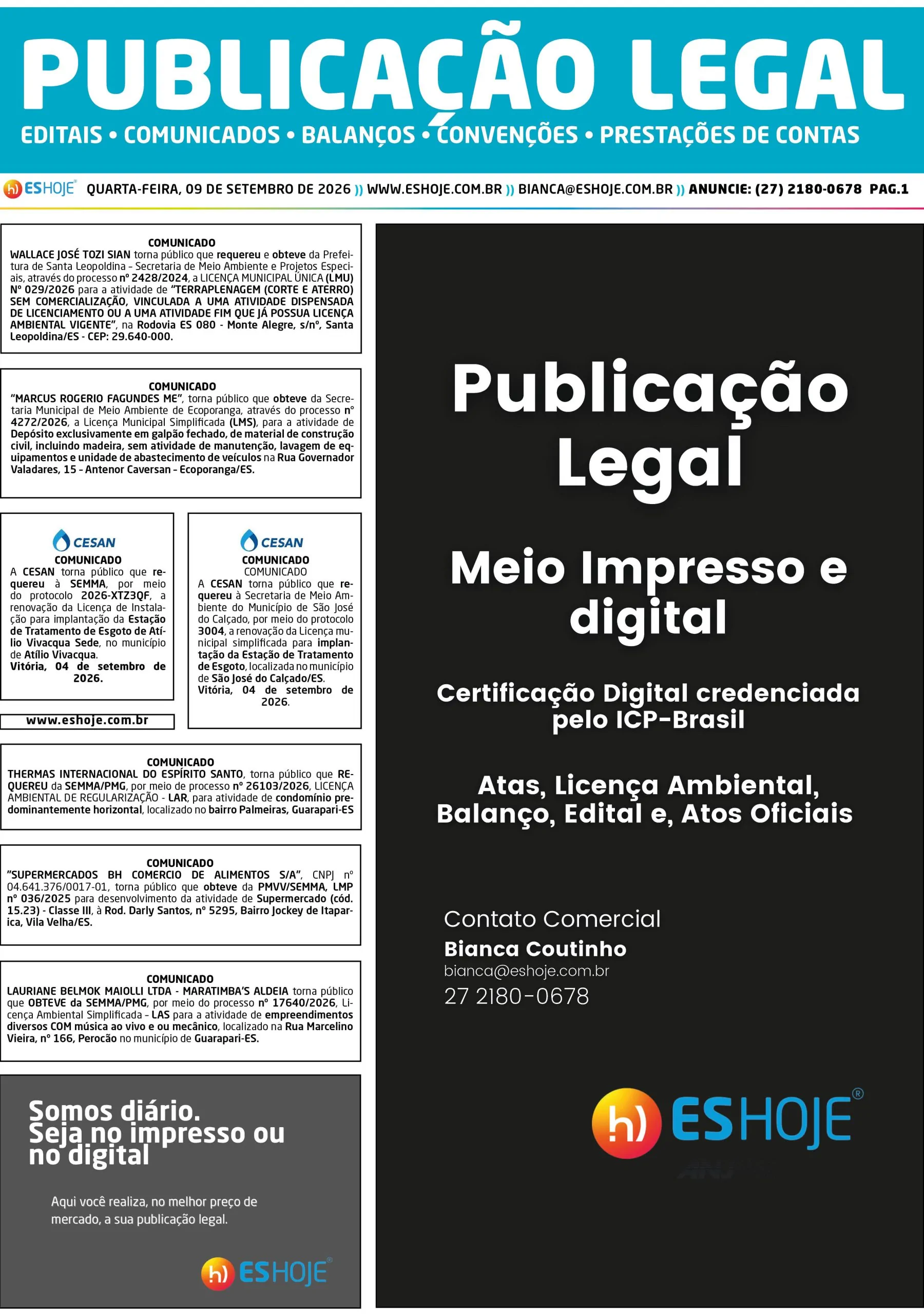 Publicação Legal 09/09/2026