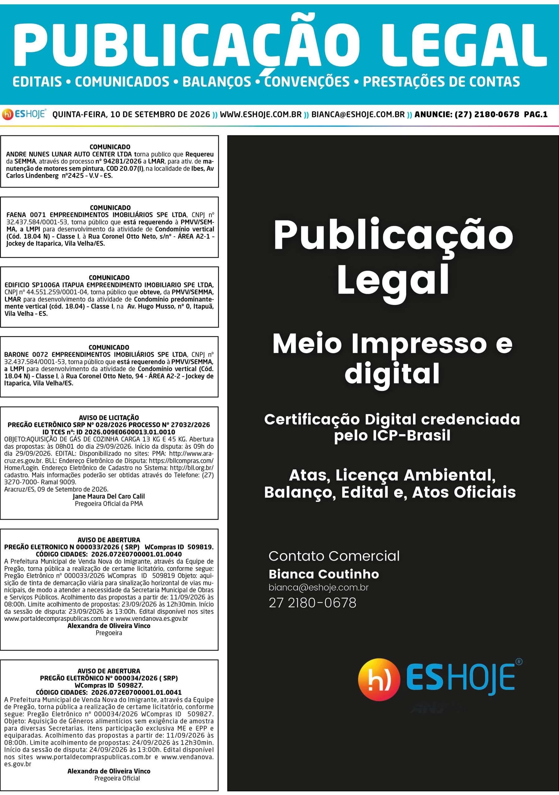Publicação Legal 10/09/2026