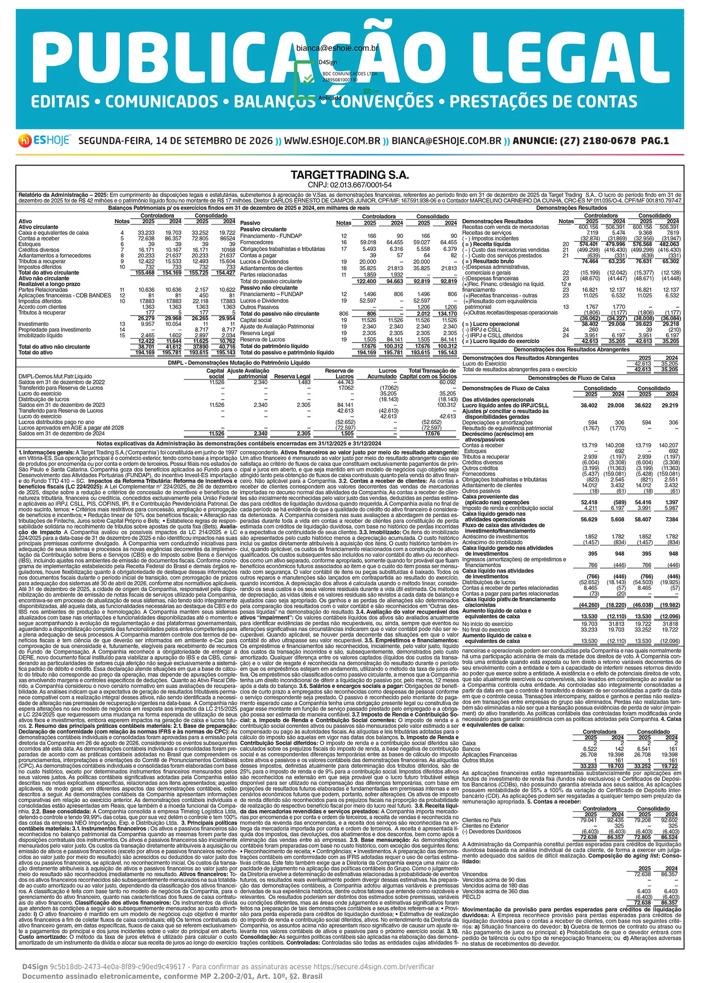 Publicação Legal 14/09/2026