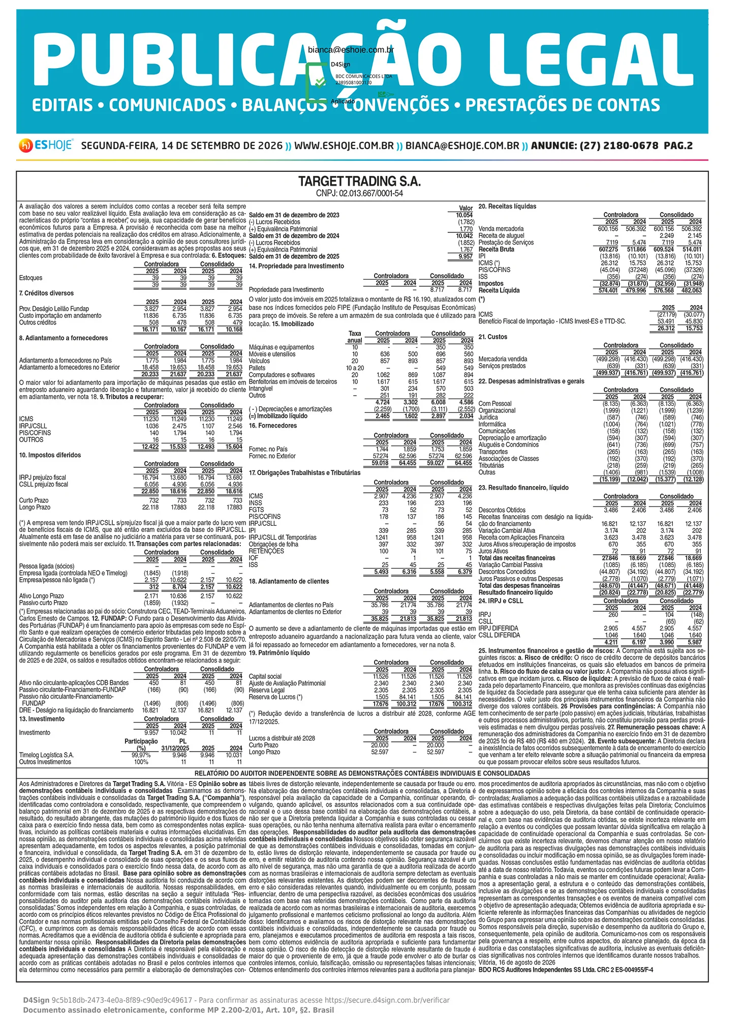 Publicação Legal 14/09/2026