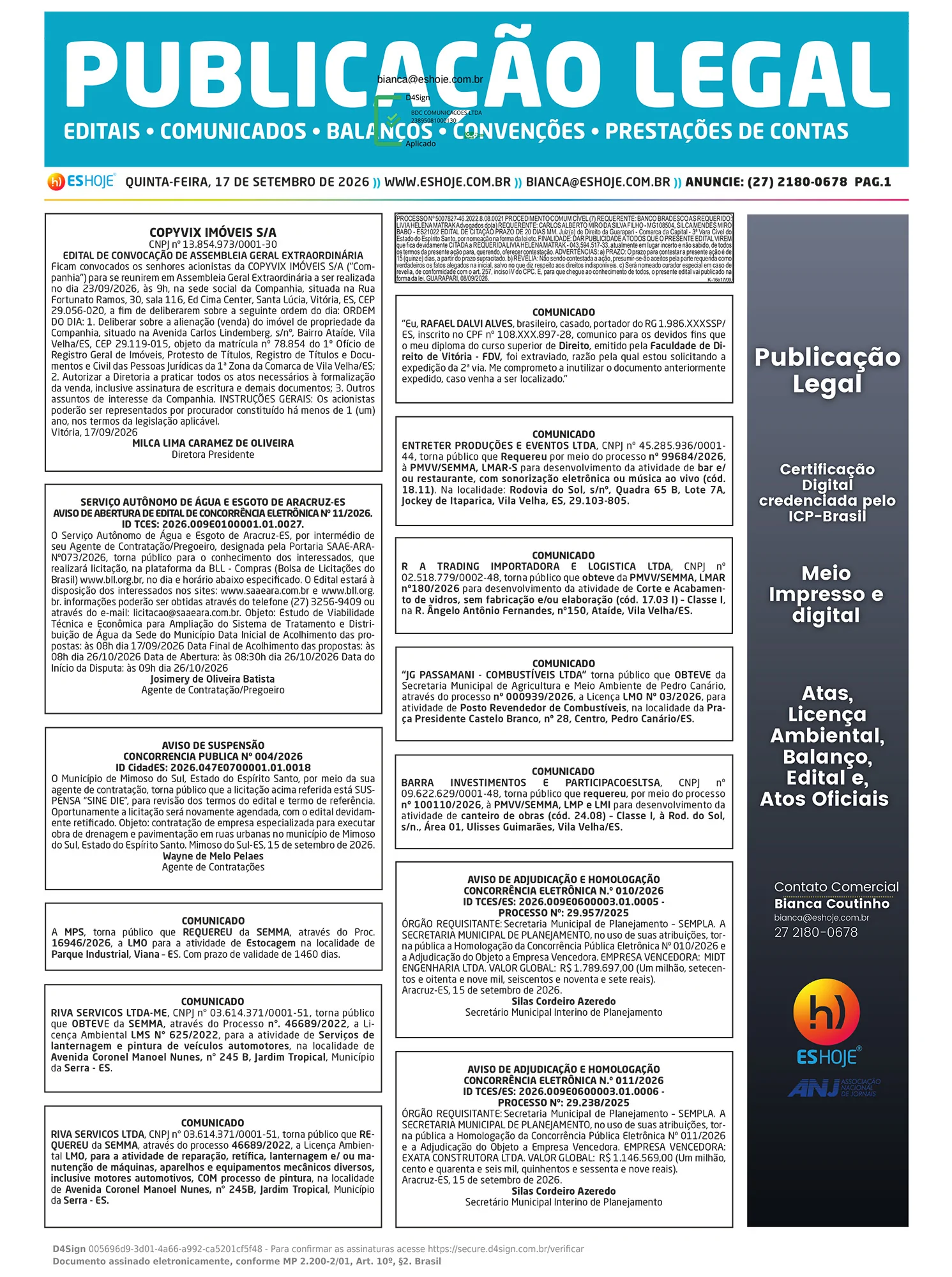 Publicação Legal 17/09/2026