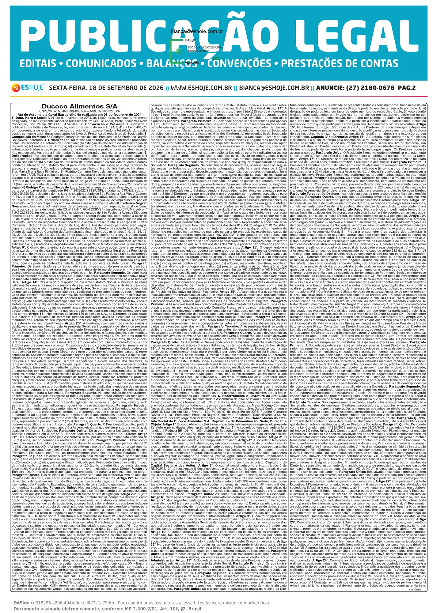 Publicação Legal 18/09/2026