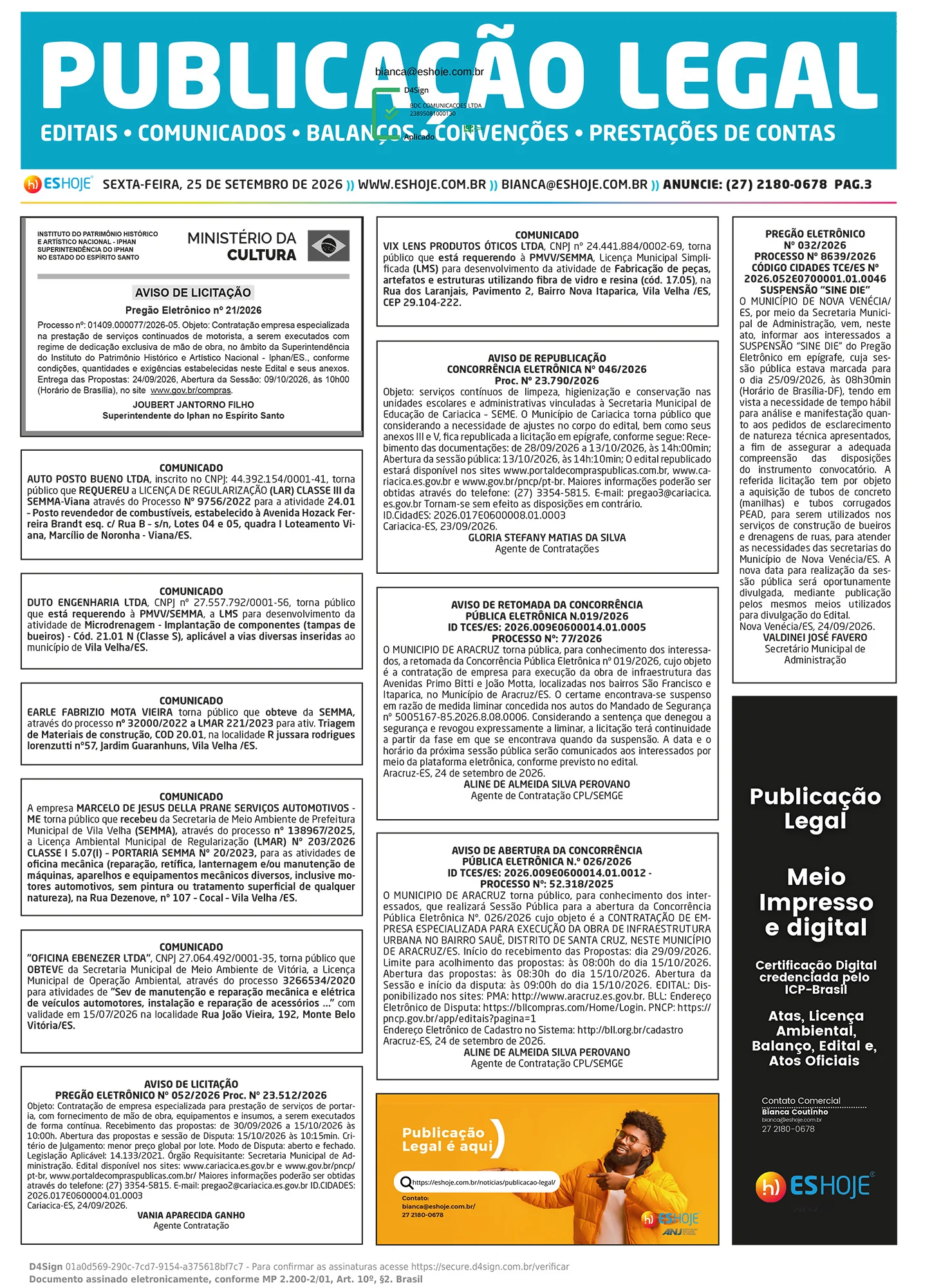 Publicação Legal 25/09/2026