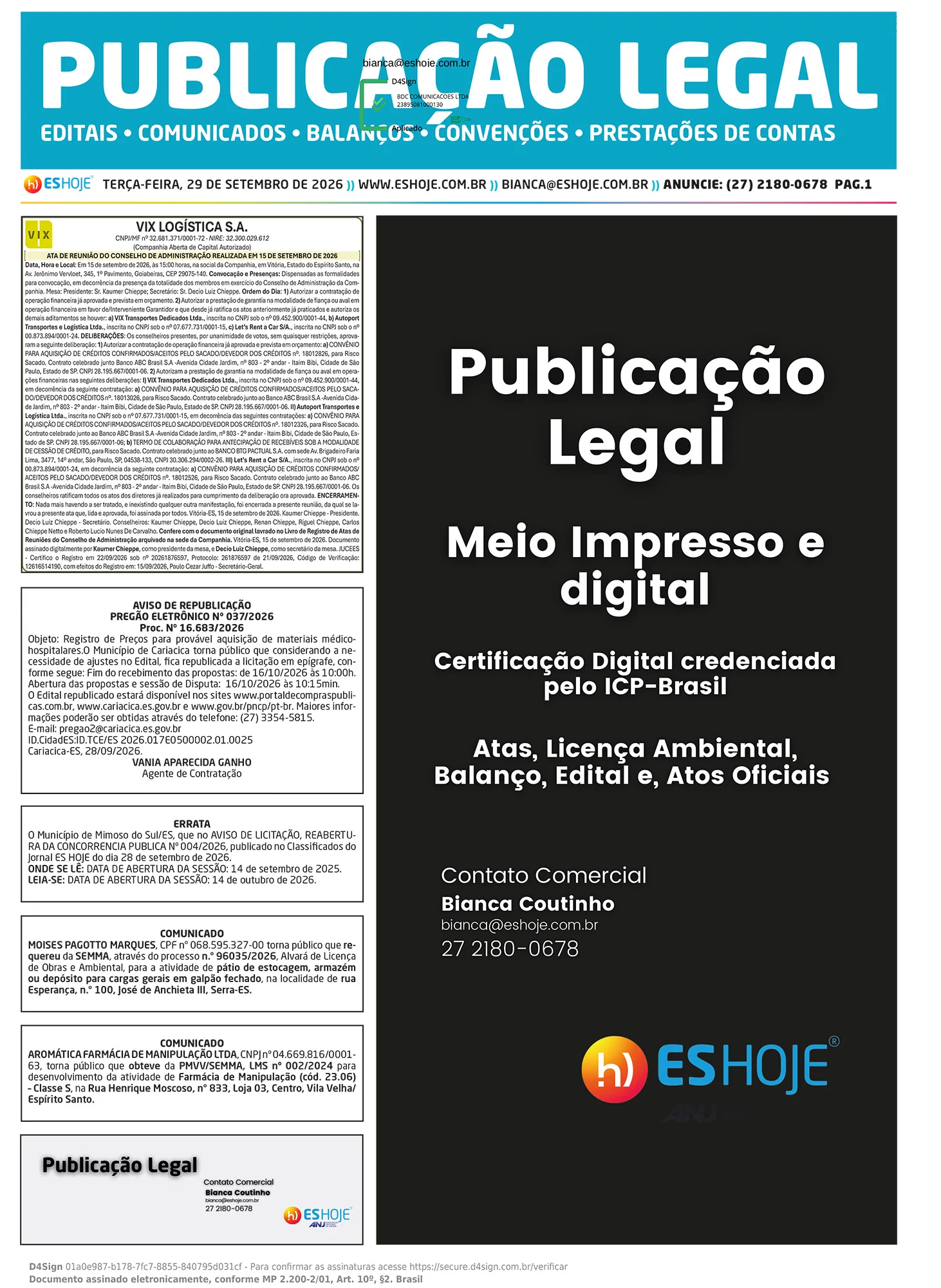 Publicação Legal 29/09/2026