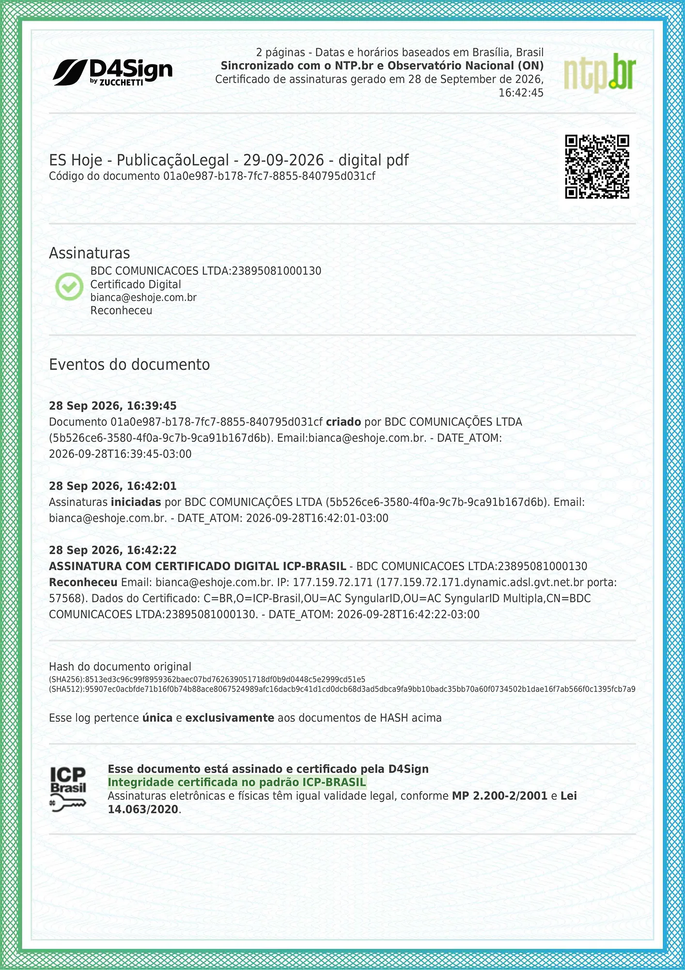 Publicação Legal 29/09/2026
