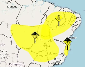 Inmet reforça alertas de tempestade nestas segunda e terça