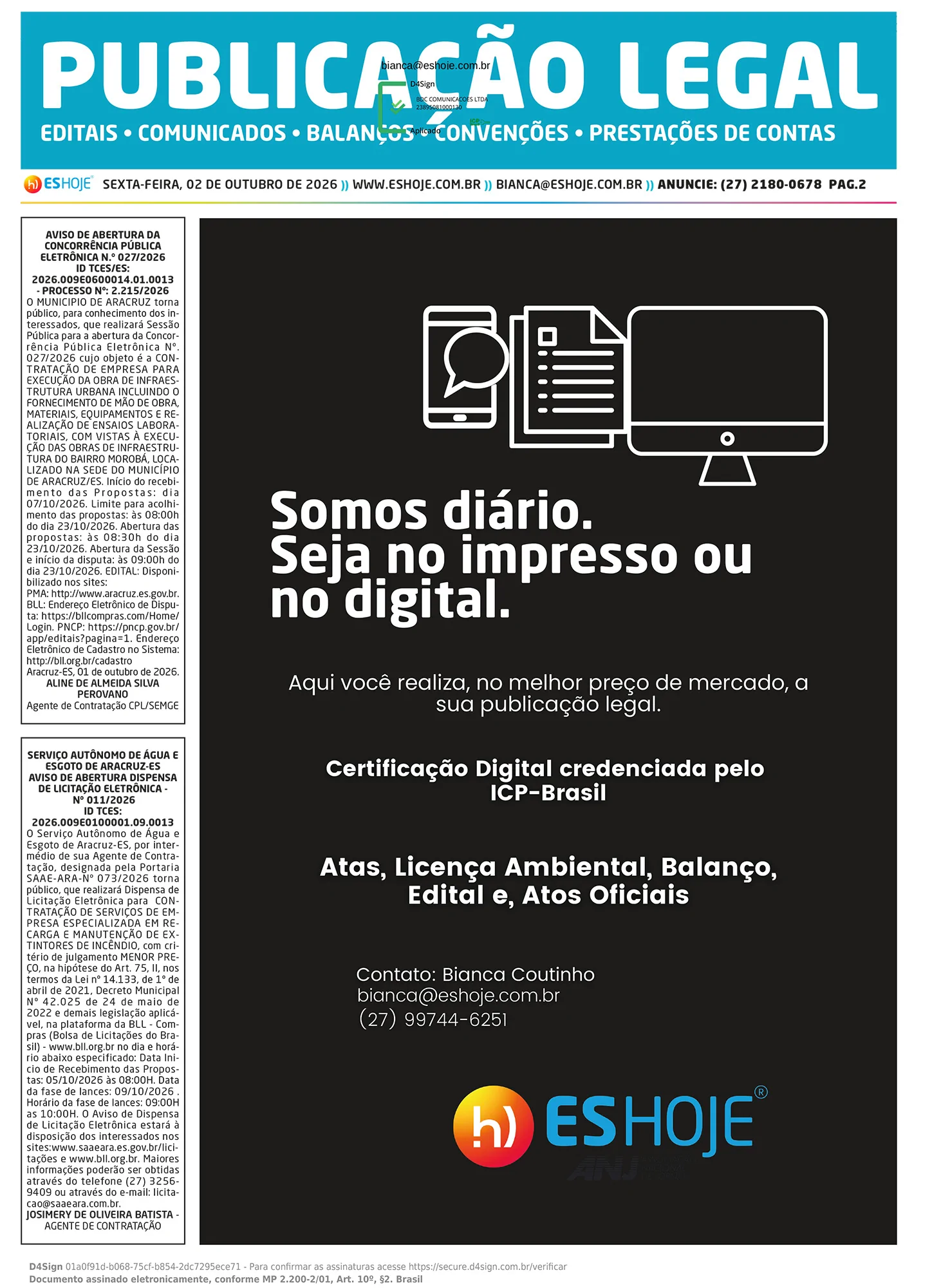 Publicação Legal 02/10/2026