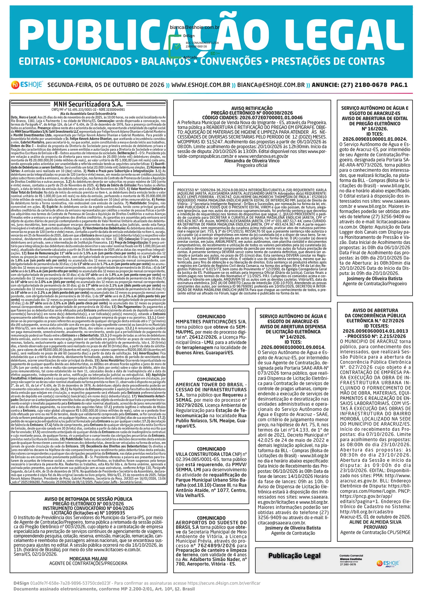 Publicação Legal 05/10/2026