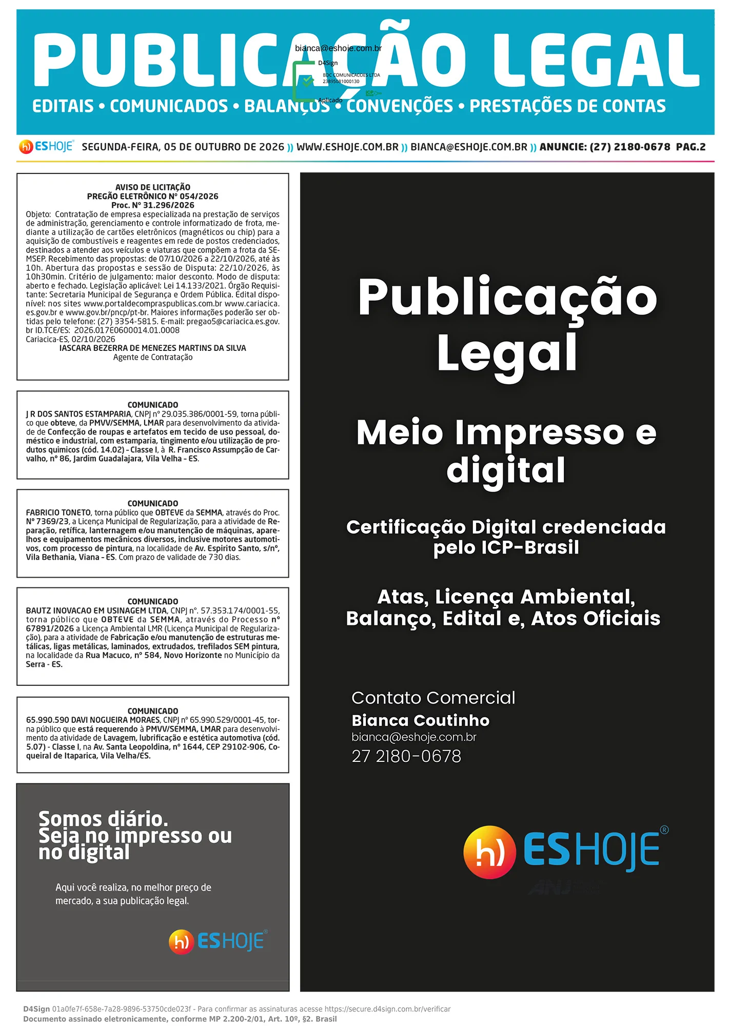 Publicação Legal 05/10/2026