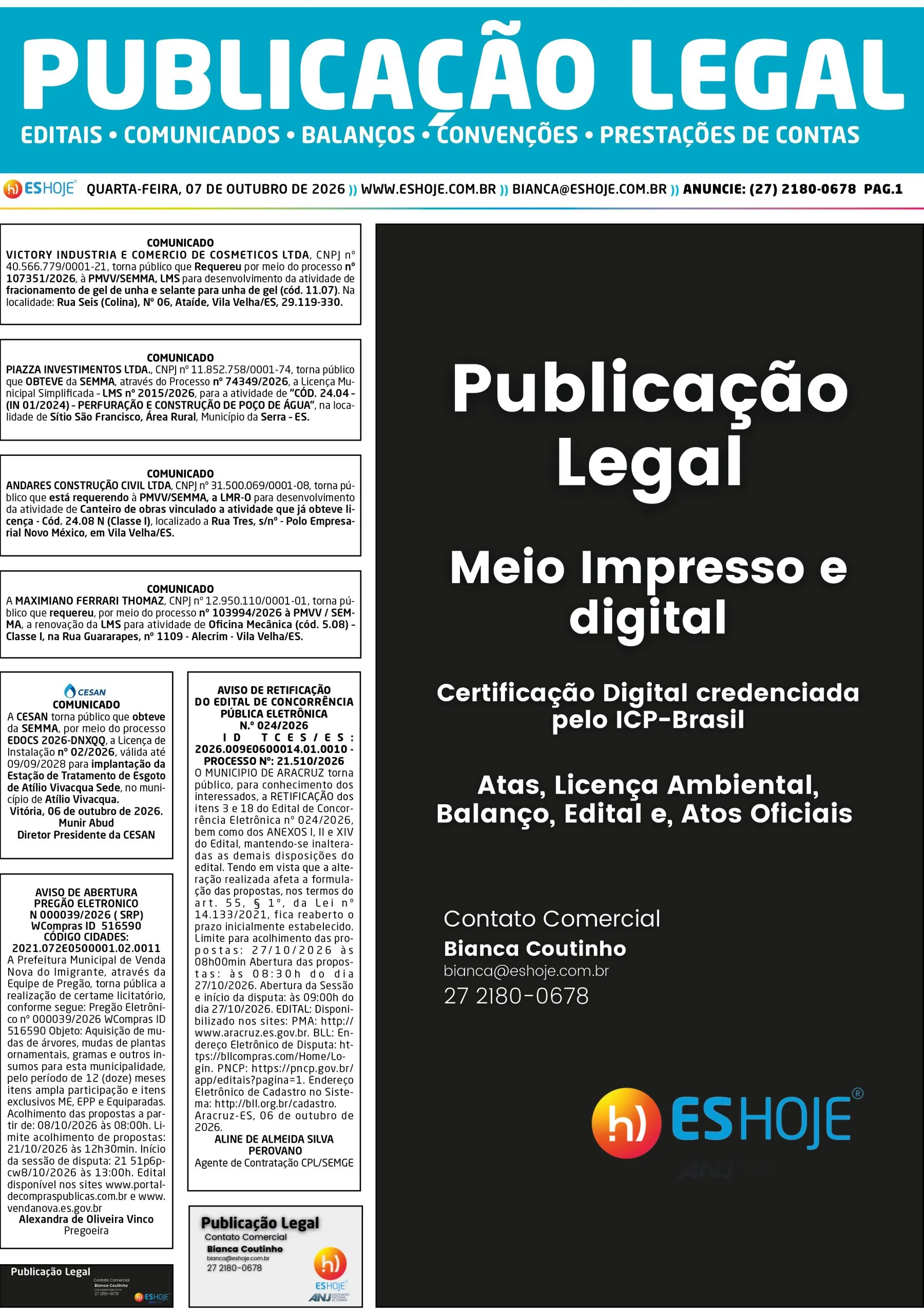 Publicação Legal 07/10/2026