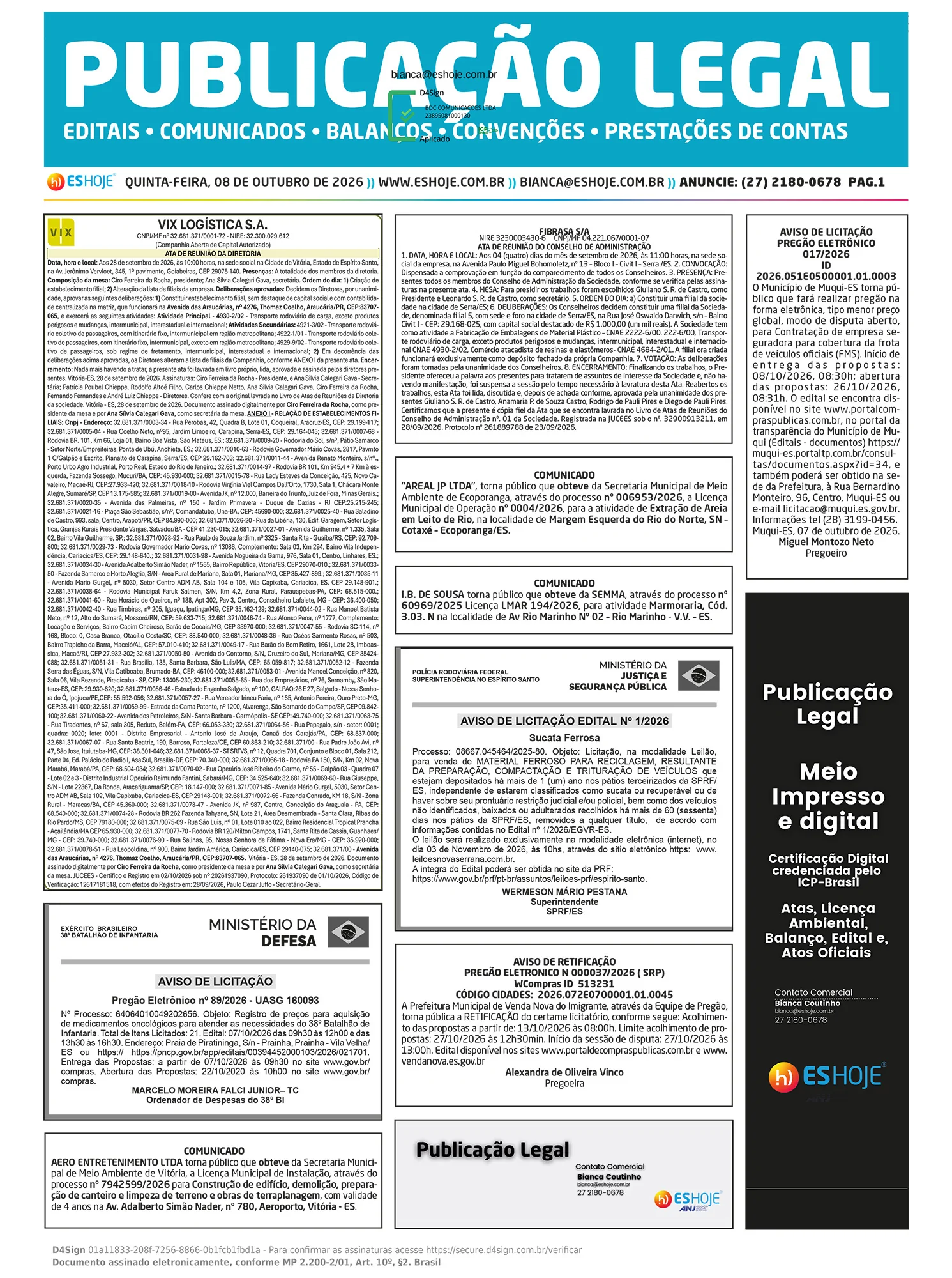 Publicação Legal 08/10/2026