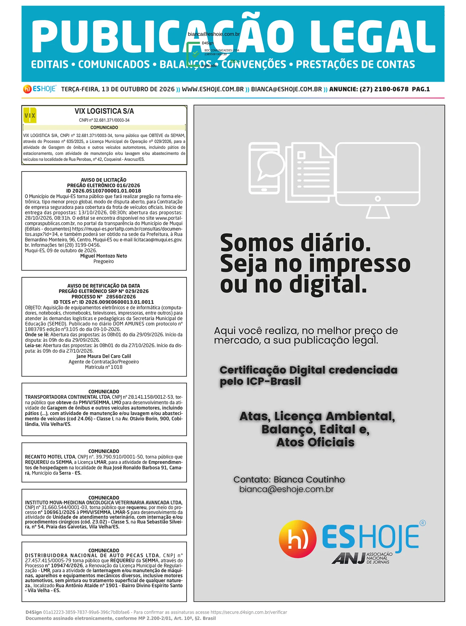 Publicação Legal 13/10/2026