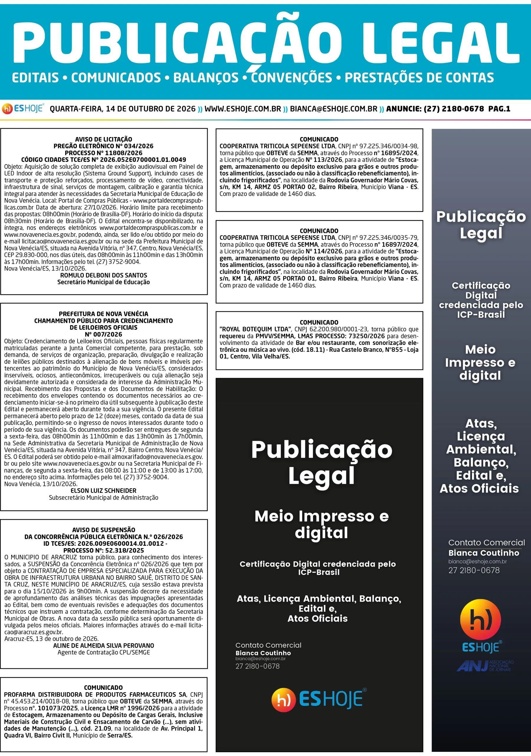Publicação Legal 14/10/2026