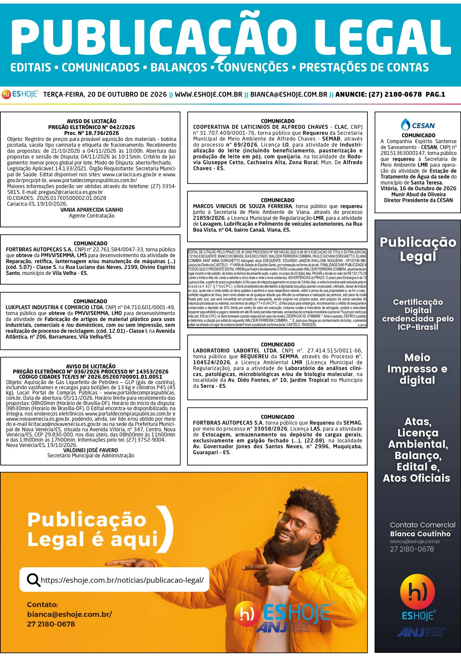 Publicação Legal 20/10/2026