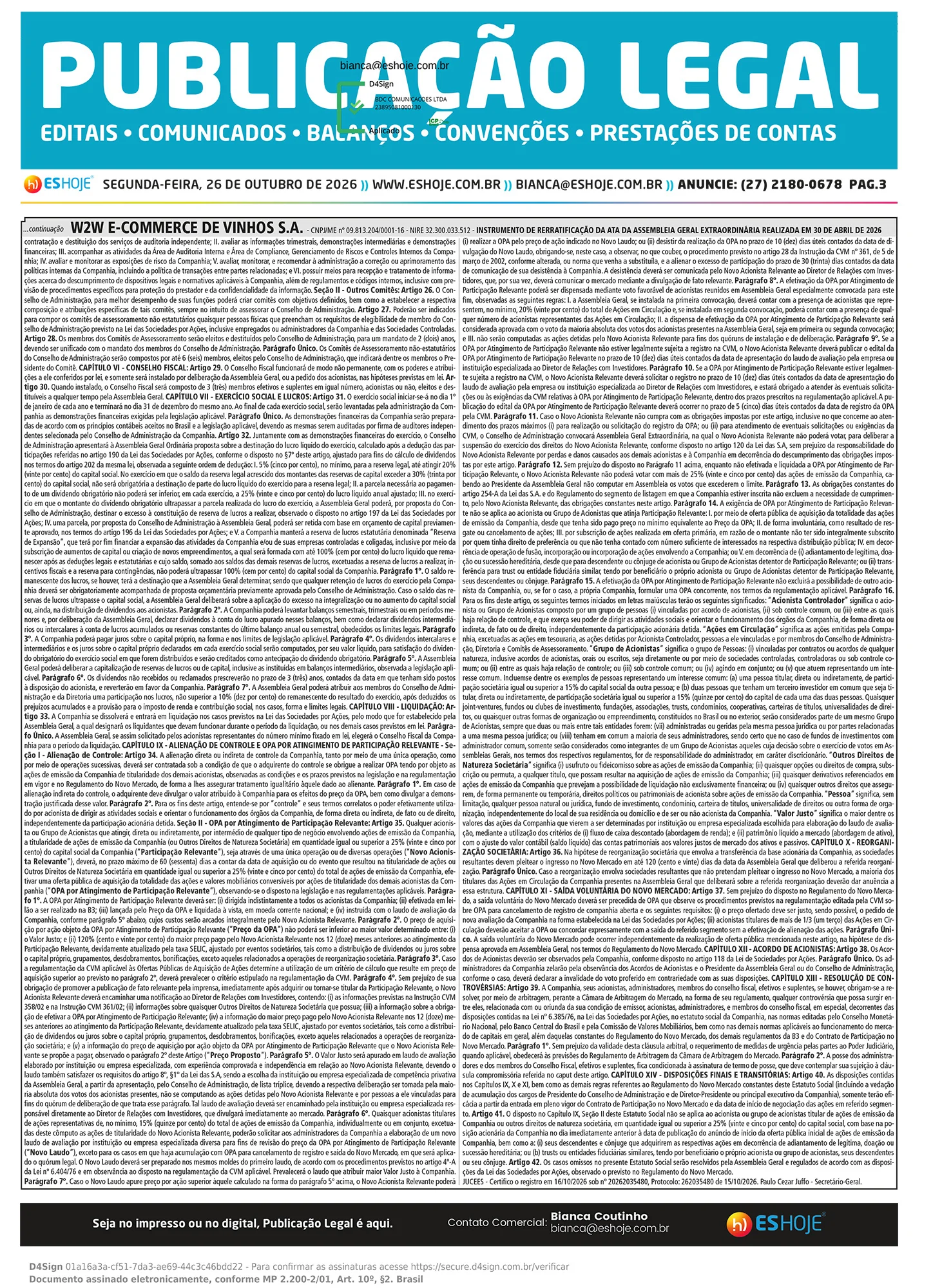 Publicação Legal 26/10/2026