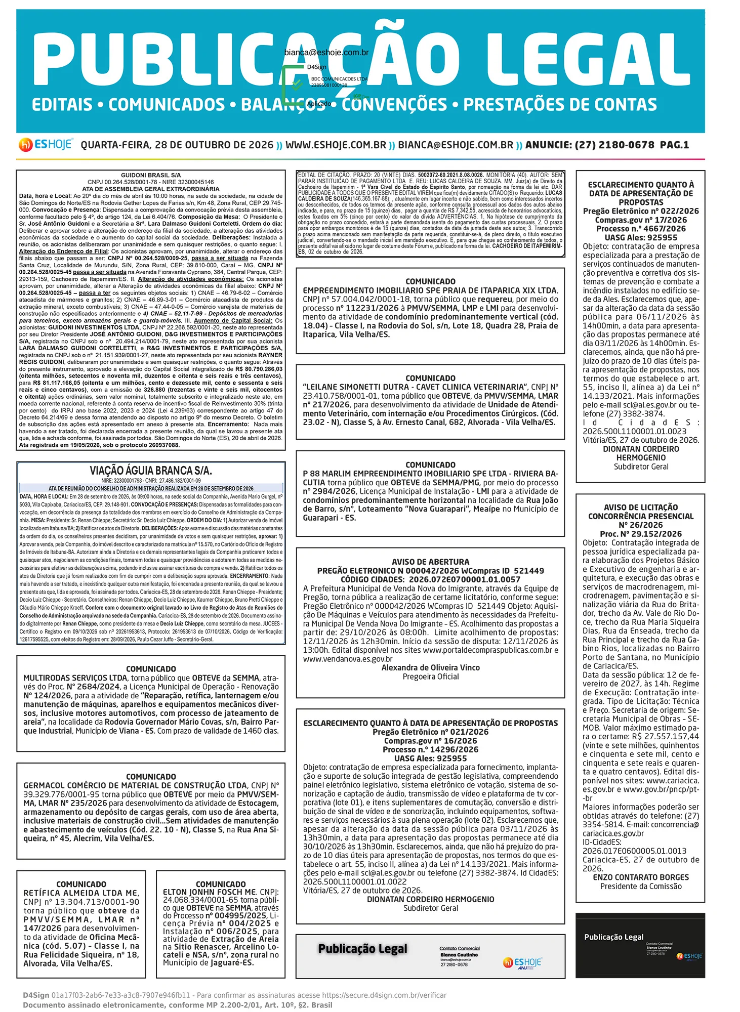 Publicação Legal 28/10/2026
