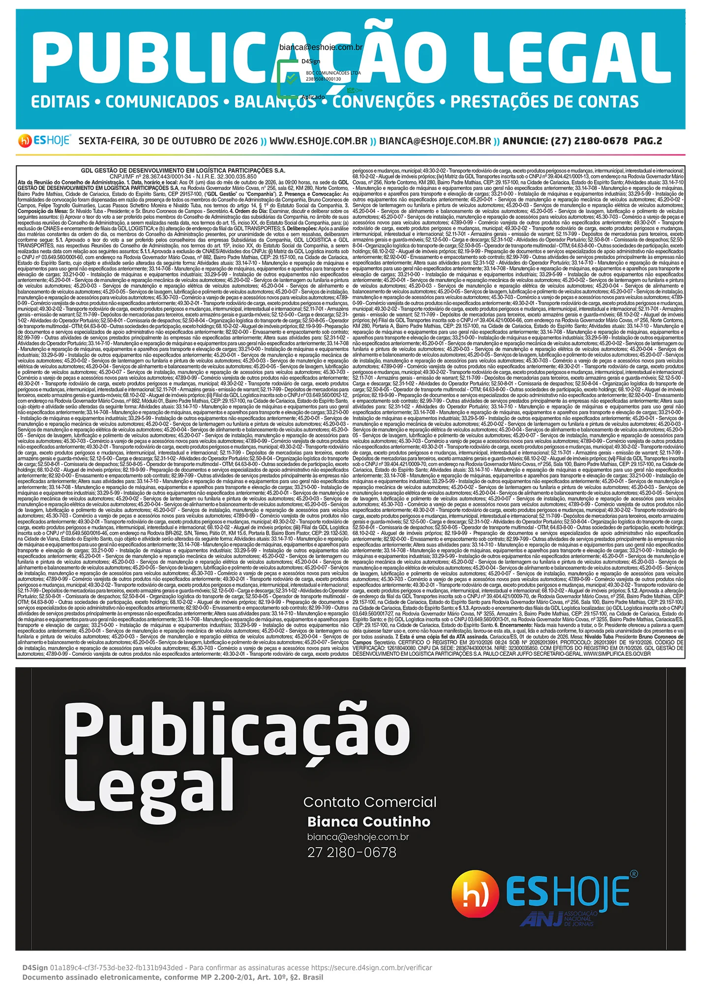 Publicação Legal 30/10/2026