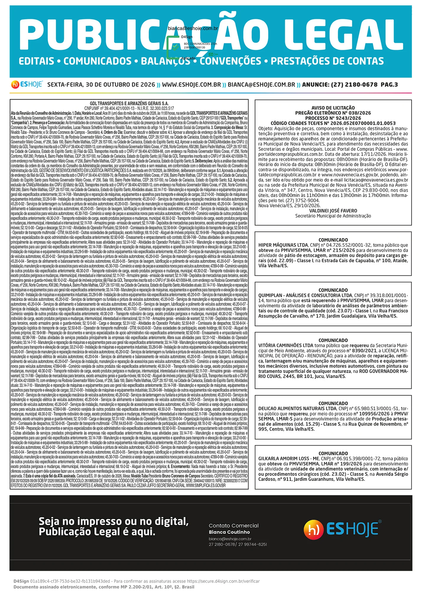 Publicação Legal 30/10/2026